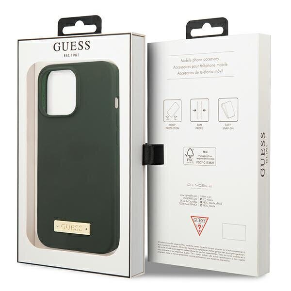 Guess GUHMP13XSPLA iPhone 13 Pro Max 6,7" zielony|khaki hard case Silicone Logo Plate MagSafe hind ja info | Telefonide kaitsekaaned ja -ümbrised | hansapost.ee