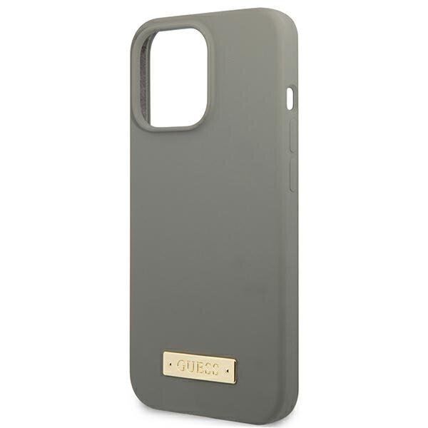 Guess GUHMP13XSPLG iPhone 13 Pro Max 6,7" szary|grey hard case Silicone Logo Plate MagSafe цена и информация | Telefonide kaitsekaaned ja -ümbrised | hansapost.ee