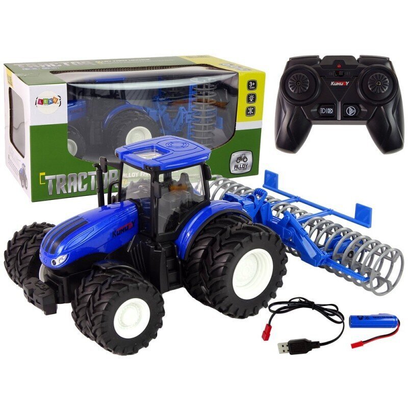 Lean Toys kaugjuhtimispuldiga traktor, sinine цена и информация | Mänguasjad poistele | hansapost.ee