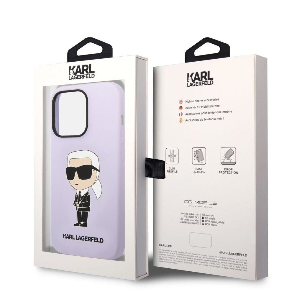 Karl Lagerfeld Liquid Silicone Ikonik NFT Case for iPhone 14 Pro Purple hind ja info | Telefonide kaitsekaaned ja -ümbrised | hansapost.ee