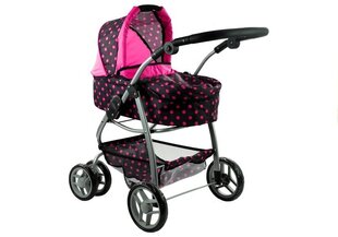 Детская кукольная коляска 2in1, черная с розовыми точками цена и информация | Игрушки для девочек | hansapost.ee