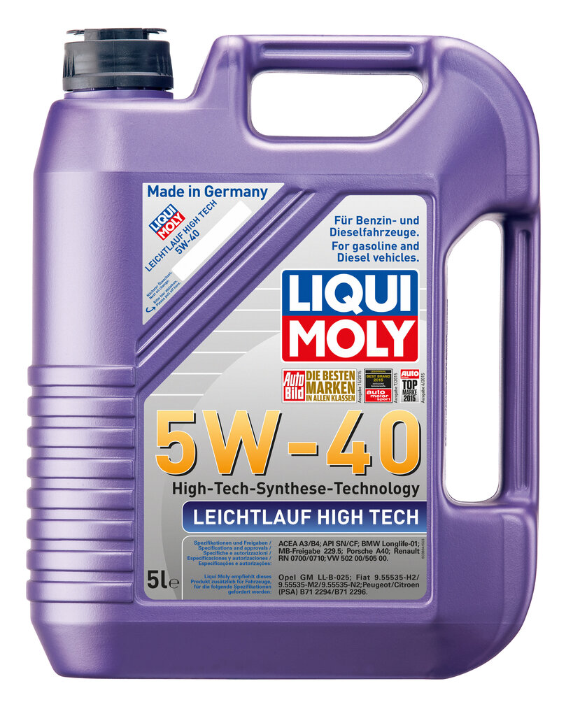 Sünteetiline mootoriõli Liqui-Moly Leichtlauf High Tech 5W-40, 5L hind ja info | Mootoriõlid | hansapost.ee