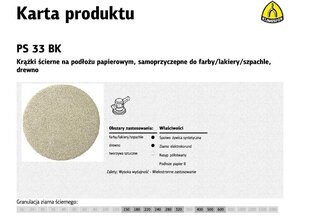 Набор шлифовальных дисков Klingspor PS33BK, 225м, 50шт. цена и информация | Шлифовальные машины | hansapost.ee