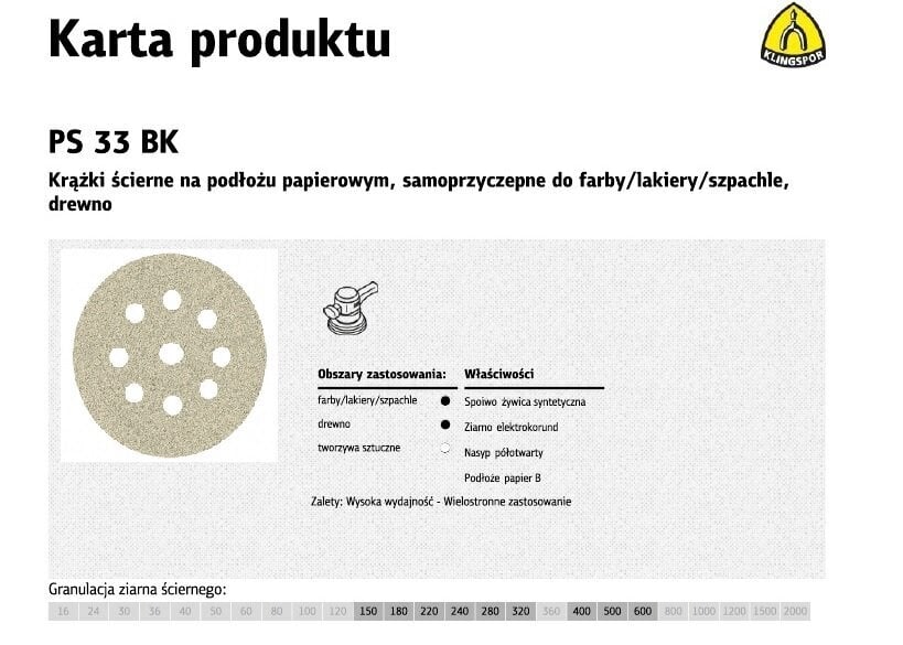 Lihvketas Klingspor 225 PS33CK th. 80 AVATUD GLS38 hind ja info | Lihvmasinad | hansapost.ee