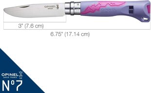 Детский нож Opinel Outdoor Junior № 7, рукоятка фиолетовая/фуксия цена и информация | Туристические ножи, многофункциональные приборы | hansapost.ee