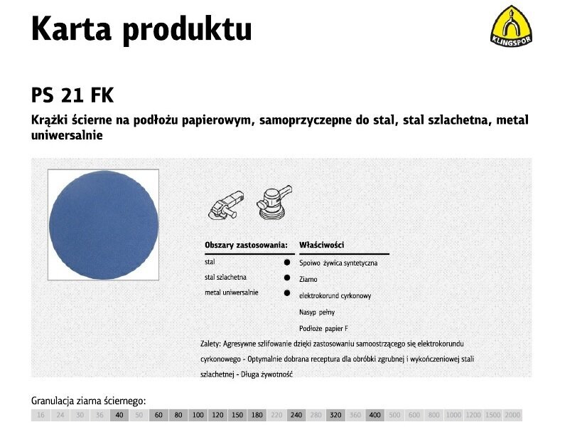 Isekleepuv lihvketas Klingspor 125mm PS21FK gr.40 /50tk. hind ja info | Lihvmasinad | hansapost.ee