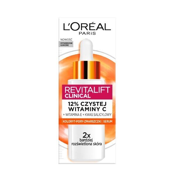 Näoseerum L'oreal Revitalift Clinica Vitamiin C, 30 ml hind ja info | Näoõlid, ampullid ja seerumid | hansapost.ee