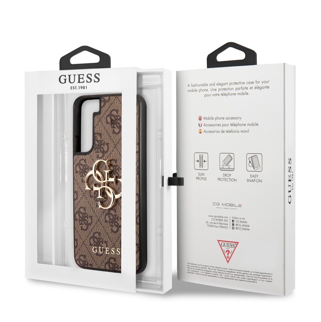 Guess PU 4G Metal Logo Case for Samsung Galaxy S23+ Brown hind ja info | Telefonide kaitsekaaned ja -ümbrised | hansapost.ee