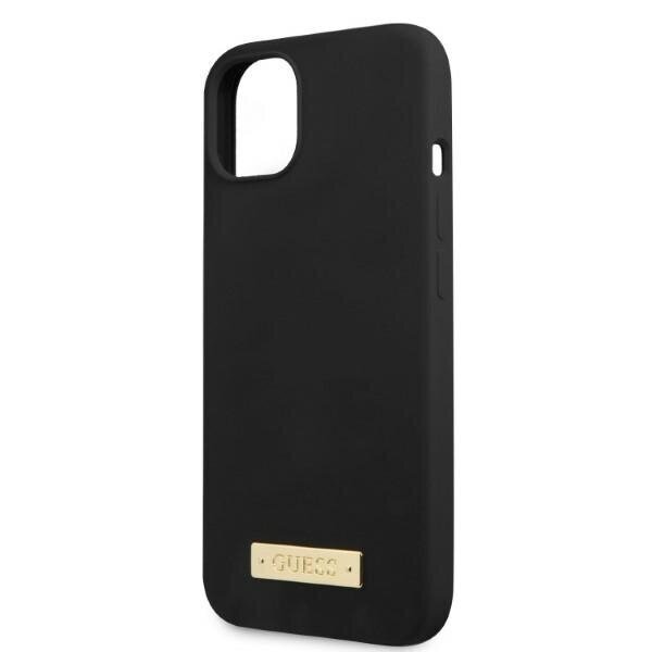 Guess GUHMP13MSPLK iPhone 13 6,1" czarny|black hard case Silicone Logo Plate MagSafe цена и информация | Telefonide kaitsekaaned ja -ümbrised | hansapost.ee