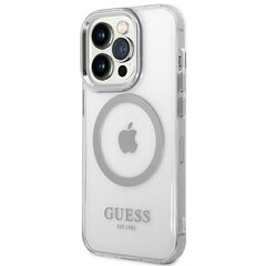 Guess GUHMP14LHTRMS iPhone 14 Pro 6,1" srebrny|silver hard case Metal Outline Magsafe цена и информация | Чехлы для телефонов | hansapost.ee