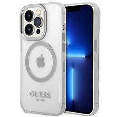 Guess GUHMP14LHTRMS iPhone 14 Pro 6,1" srebrny|silver hard case Metal Outline Magsafe hind ja info | Telefonide kaitsekaaned ja -ümbrised | hansapost.ee