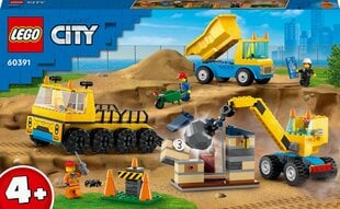 60391 LEGO® City Ehituse veoautod ja kraana koos purustamispalliga hind ja info | Klotsid ja konstruktorid | hansapost.ee