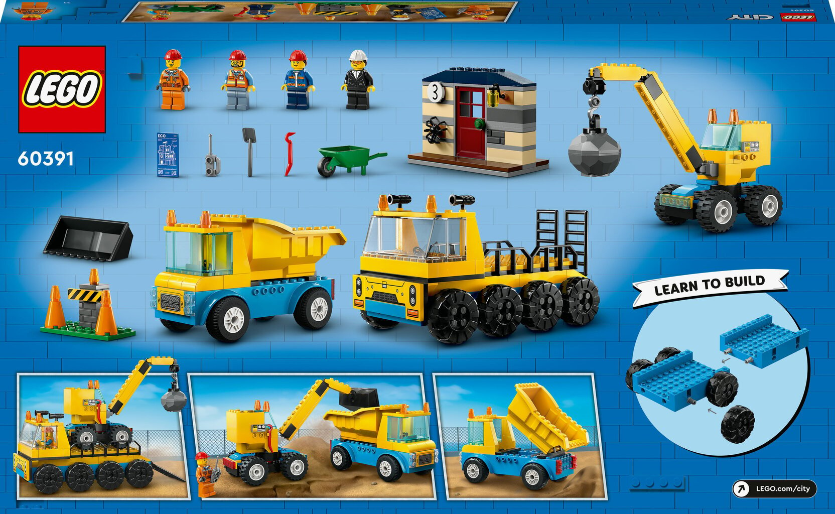 60391 LEGO® City Ehituse veoautod ja kraana koos purustamispalliga цена и информация | Klotsid ja konstruktorid | hansapost.ee