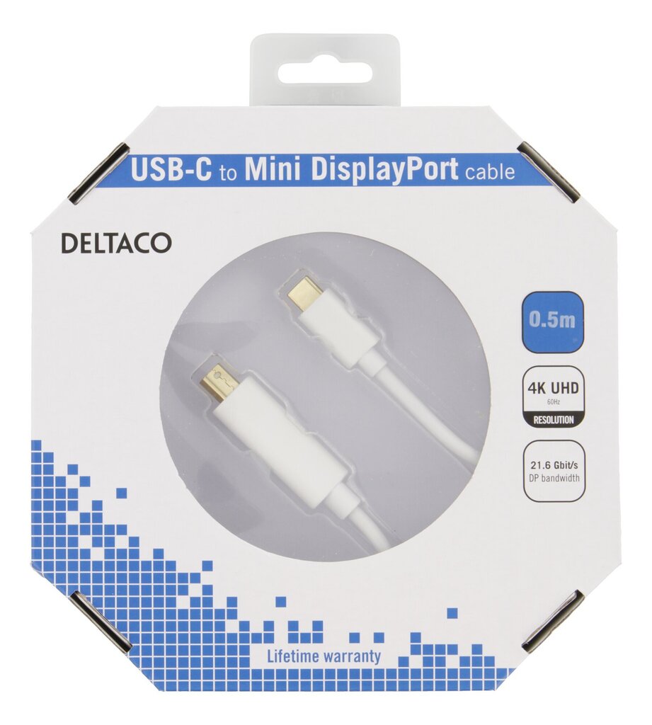 Deltaco, USB-C/Mini DP, 0.5 m hind ja info | Juhtmed ja kaablid | hansapost.ee