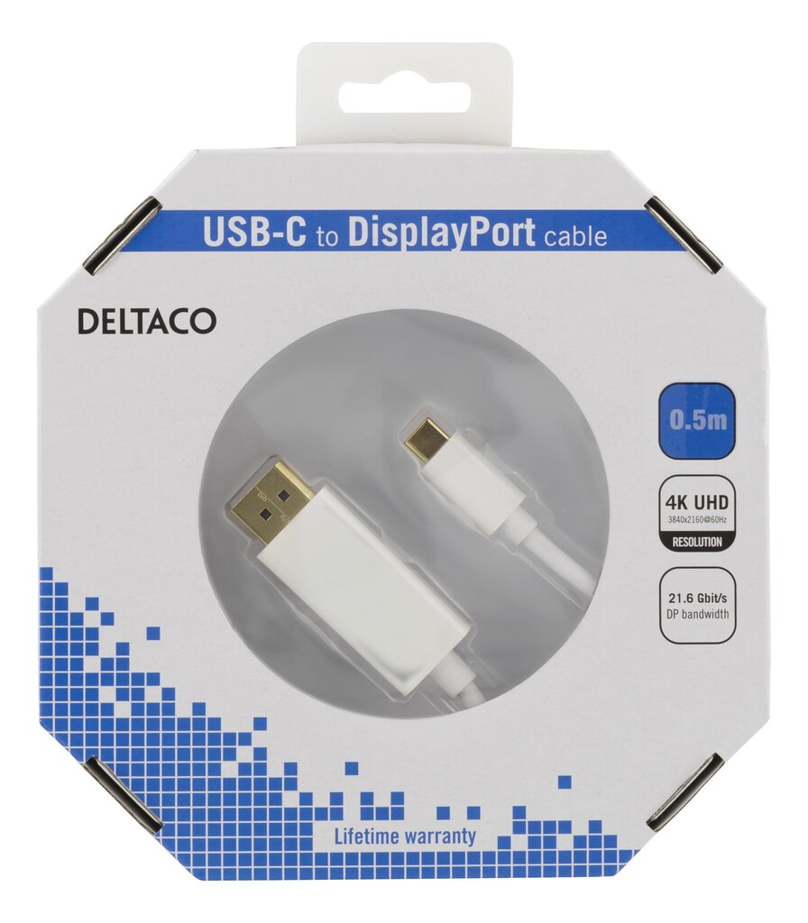 Deltaco, USB-C/DP, 50 cm цена и информация | Juhtmed ja kaablid | hansapost.ee