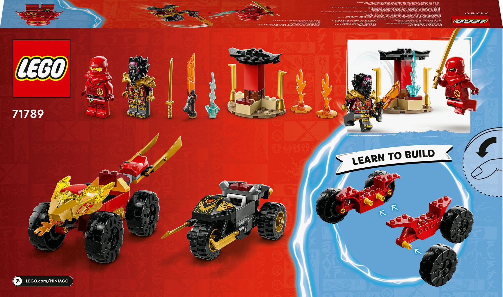 71789 LEGO® NINJAGO Kai ja Ras auto ja mootorrattalahing цена и информация | Klotsid ja konstruktorid | hansapost.ee