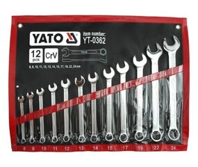 Kombineeritud võtmete komplekt YATO 12 tk. 8-24 mm CASE 0362 hind ja info | Käsitööriistad | hansapost.ee