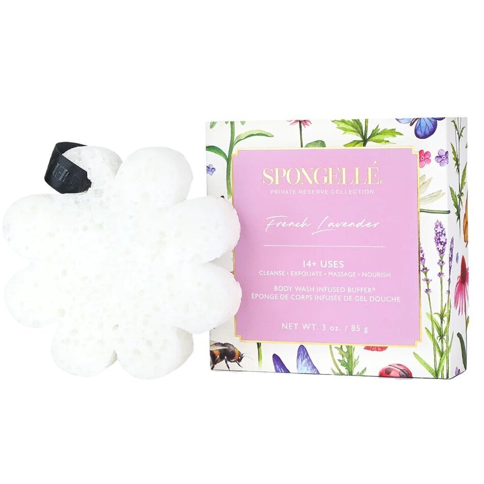 Kehakäsn, rikastatud dušigeeliga Spongelle White Flower French Lavender, 85 g цена и информация | Dušigeelid, õlid | hansapost.ee