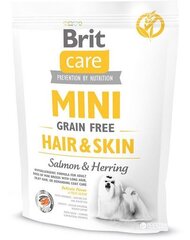 Brit Care Mini Hair & Skin teraviljavaba koeratoit 400g hind ja info | Koerte kuivtoit ja krõbinad | hansapost.ee