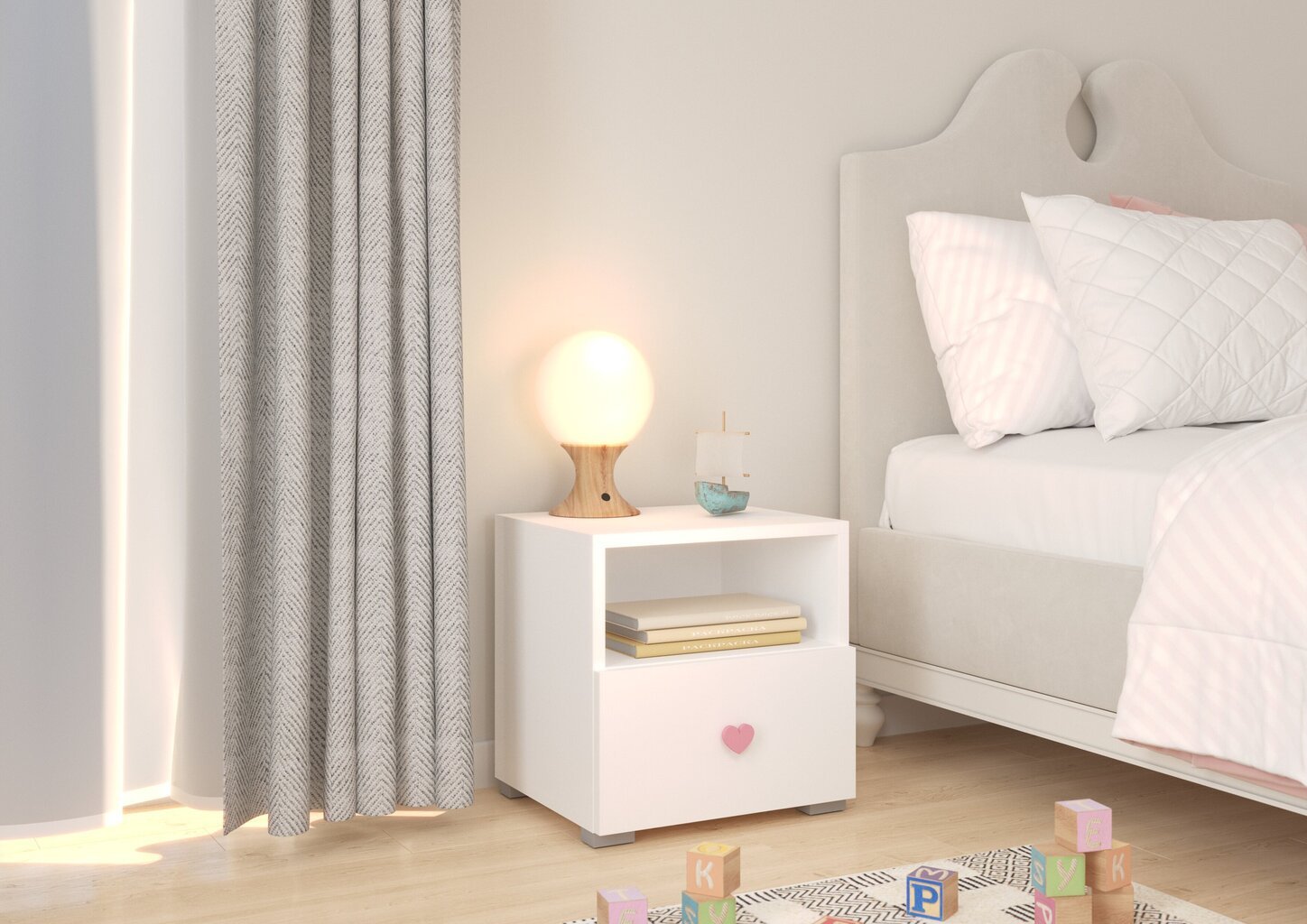 Öökapp ADRK Furniture Emi 3, valge hind ja info | Öökapid | hansapost.ee
