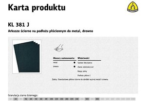 Шлифовальный лист Klingspor KL381J, 230мм x 280мм, 50шт. цена и информация | Шлифовальные машины | hansapost.ee