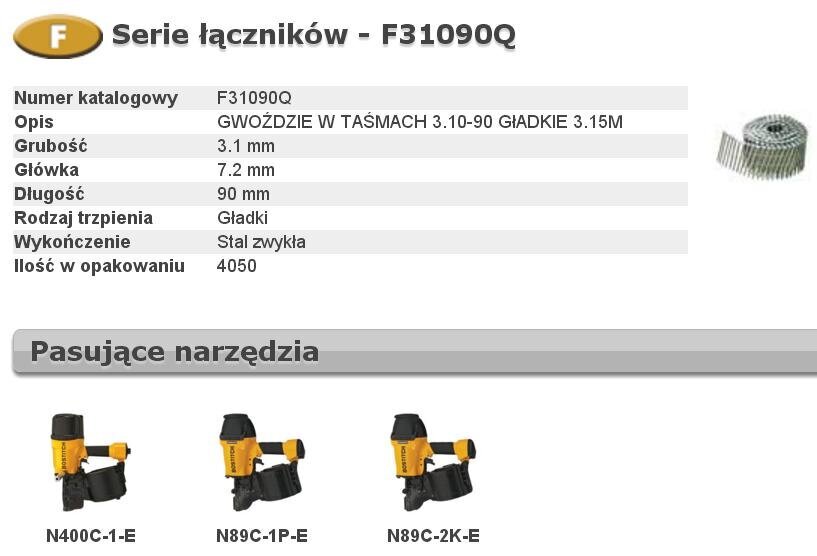 Naelad BOSTITCH F 3,10 x 90mm 4050tk. F31090Q цена и информация | Kinnitusvahendid | hansapost.ee