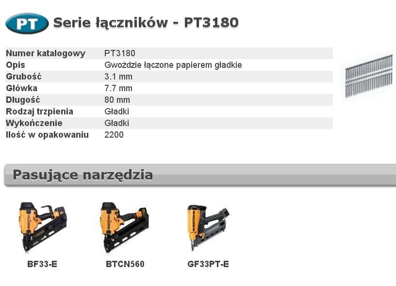 Naelad Bostitch PT 33" 3,1 x 80mm 2200 tk hind ja info | Käsitööriistad | hansapost.ee