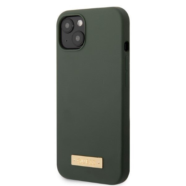 Guess GUHMP13MSBPLA iPhone 13 6,1" zielony|khaki hard case Silicone Logo Plate MagSafe hind ja info | Telefonide kaitsekaaned ja -ümbrised | hansapost.ee