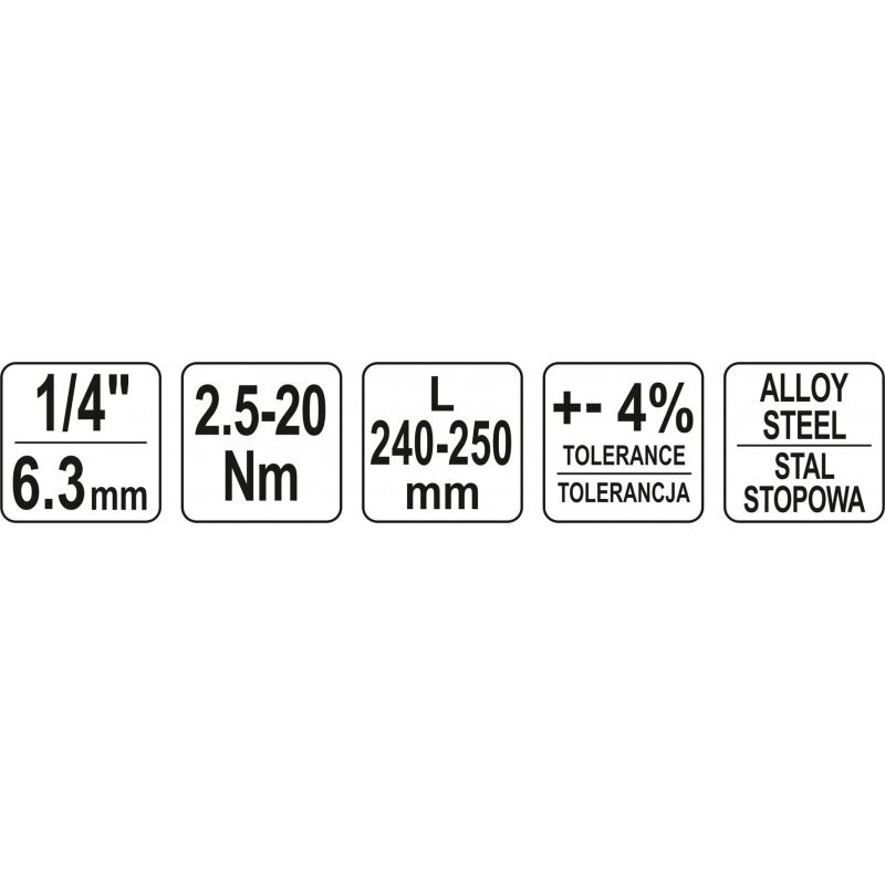 YATO pöördemomendi võti 2,5-20 Nm 07511 hind ja info | Käsitööriistad | hansapost.ee