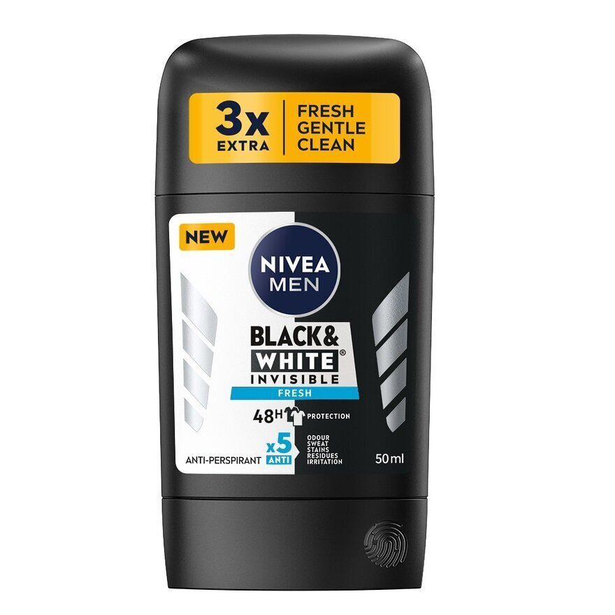 Higistamisvastane pulkdeodorant Nivea Men Black&White Invisible Fresh, 50ml цена и информация | Deodorandid | hansapost.ee