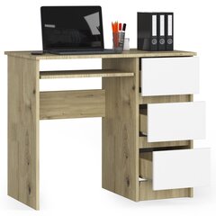 Письменный стол Akord A-6 90, коричневый/белый цвет цена и информация | Компьютерные, письменные столы | hansapost.ee