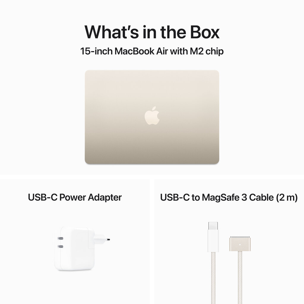 Macbook Air 15” Apple M2 8C CPU, 10C GPU/8GB/256GB SSD/Starlight/SWE - MQKU3KS/A hind ja info | Sülearvutid | hansapost.ee