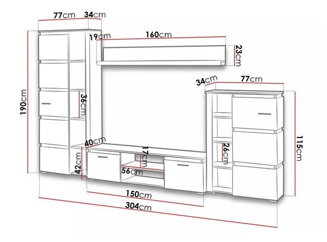 Sektsioon ADRK Furniture Faren, pruun/hall цена и информация | Sektsioonkapid | hansapost.ee