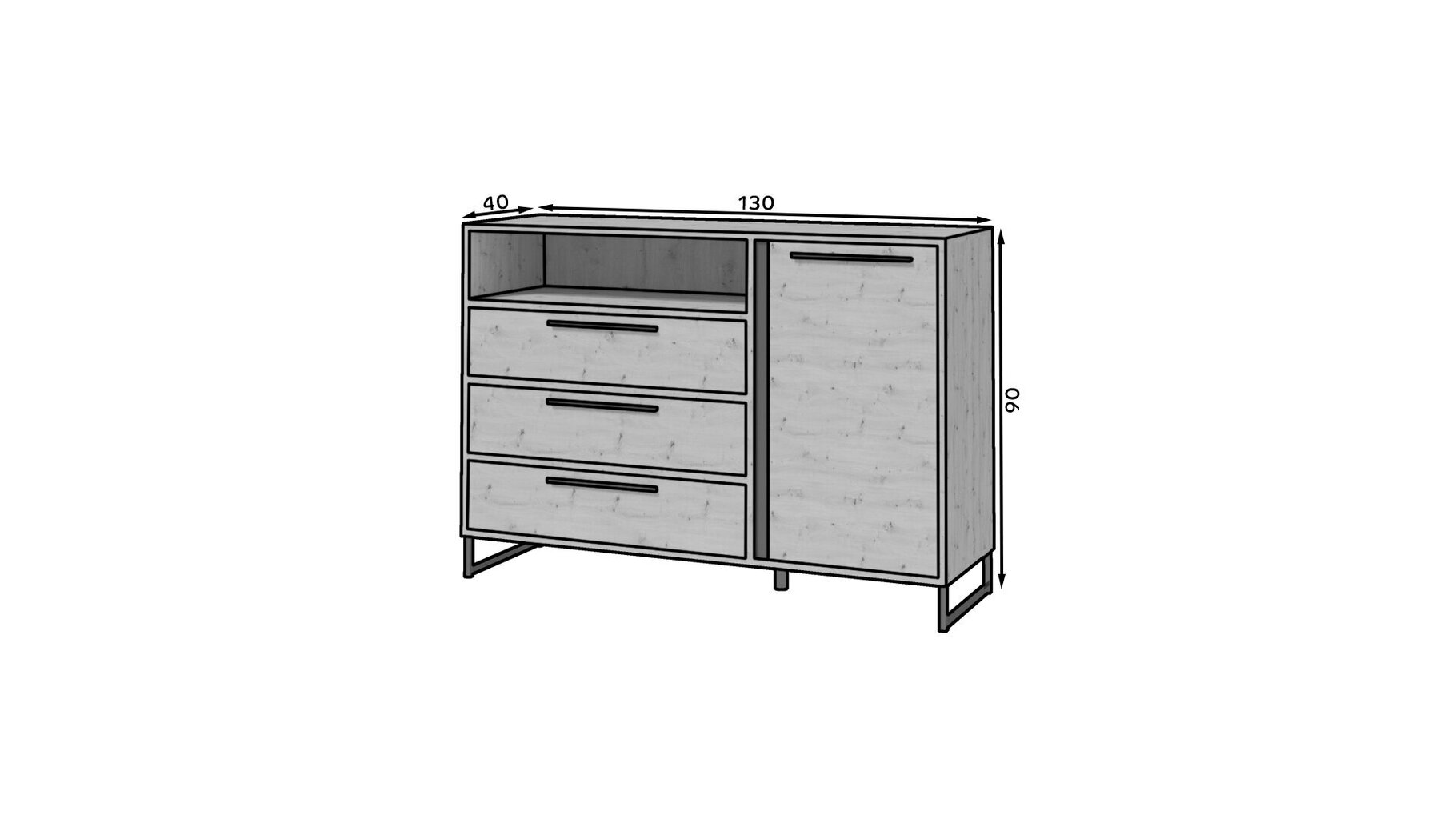 Kummut ADRK Furniture Aria 1D3S, pruun цена и информация | Kummutid | hansapost.ee