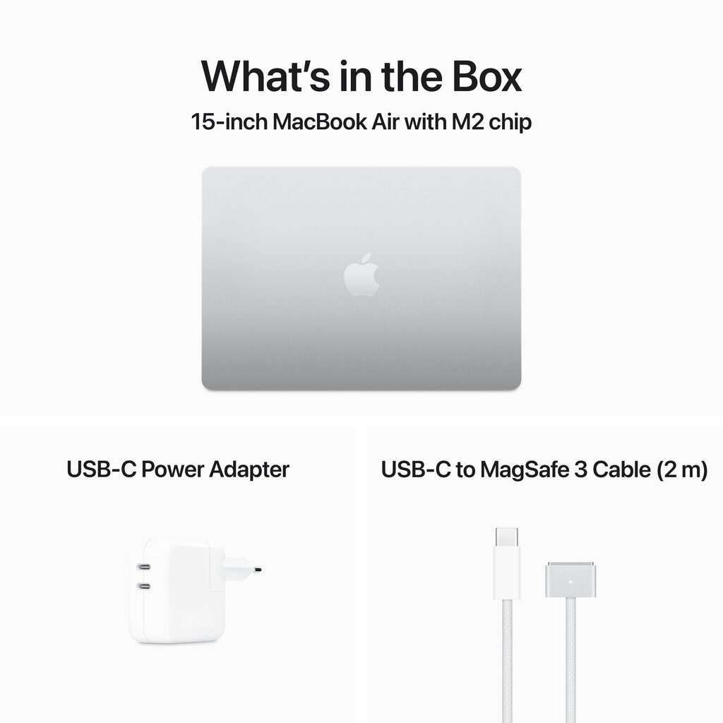Macbook Air 15” Apple M2 8C CPU, 10C GPU/8GB/512GB SSD/Silver/RUS - MQKT3RU/A цена и информация | Sülearvutid | hansapost.ee