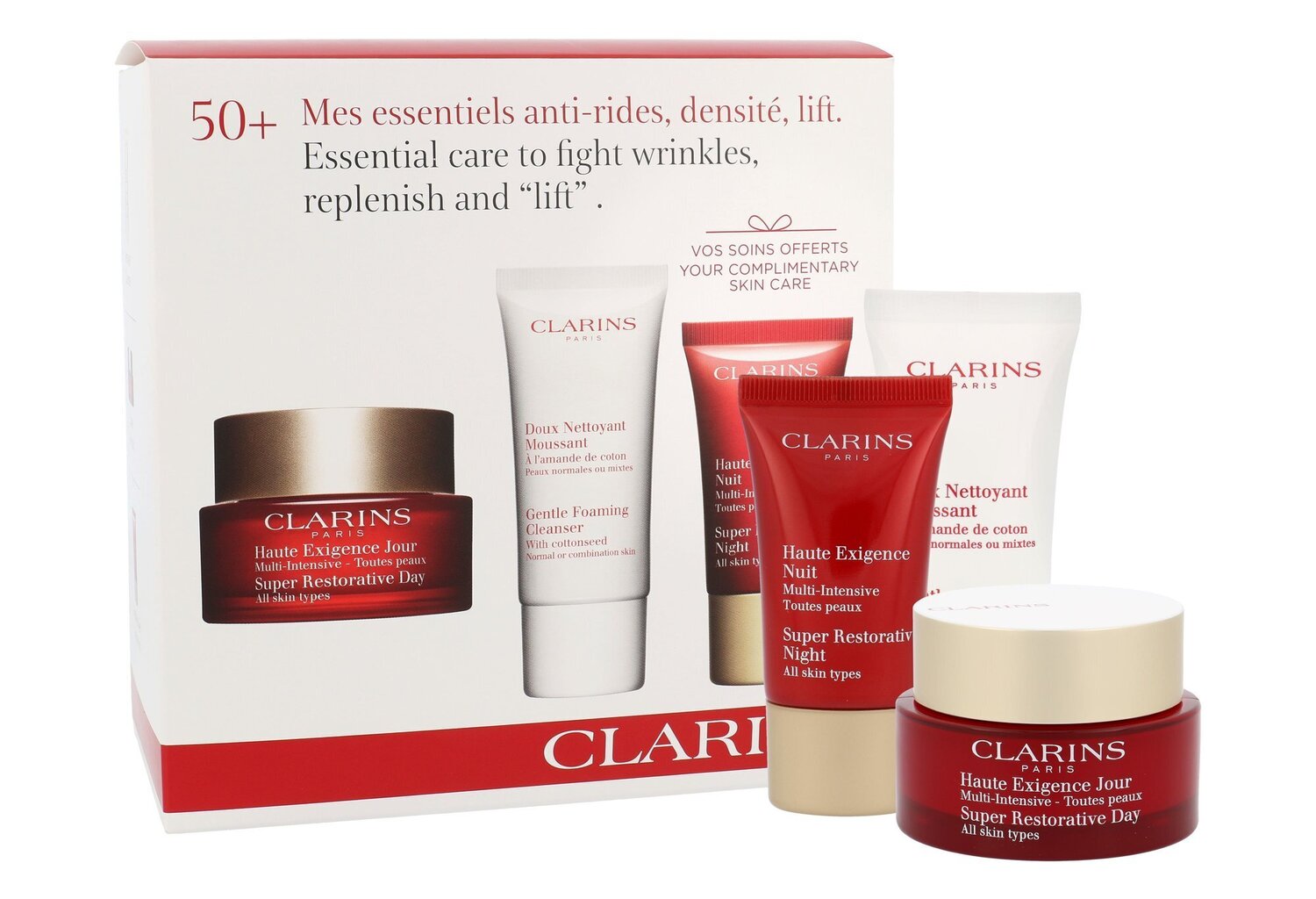 Näohoolduskomplekt Clarins Super Restorative: päevakreem 50 ml + öökreem 15 ml + puhastusvaht 30 ml цена и информация | Näokreemid | hansapost.ee