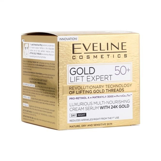 Päeva- ja öökreem 50+ Eveline Cosmetics Gold Lift Expert 50 ml цена и информация | Näokreemid | hansapost.ee