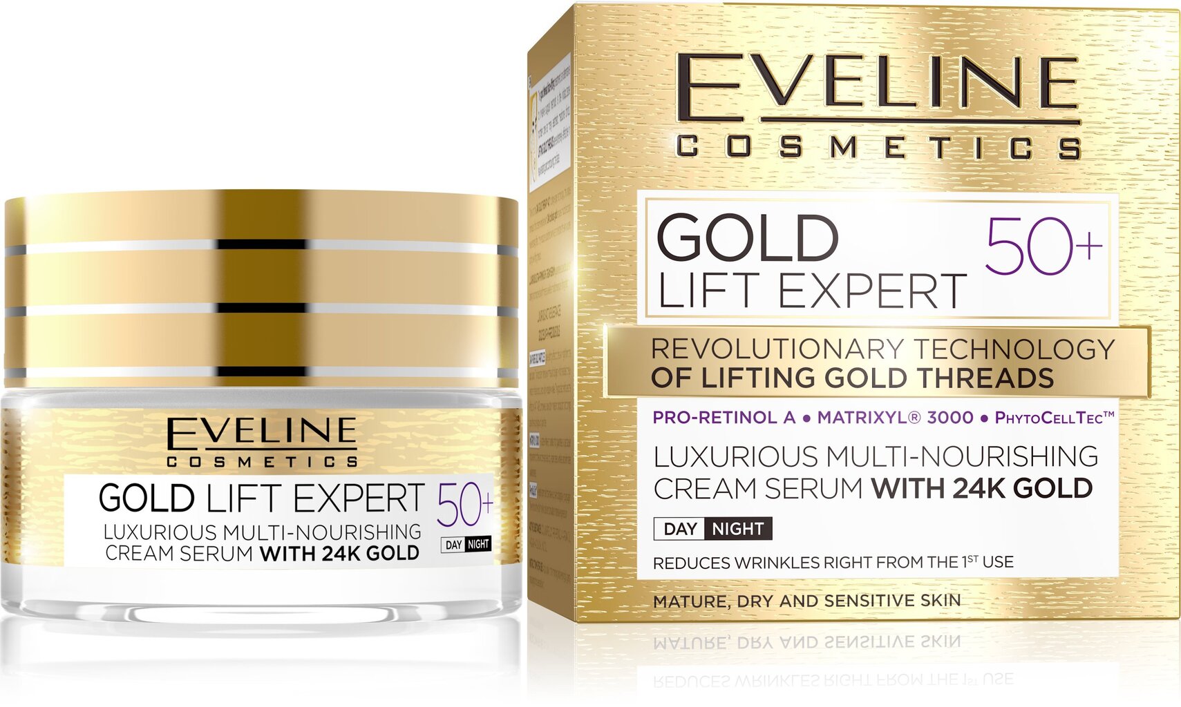 Päeva- ja öökreem 50+ Eveline Cosmetics Gold Lift Expert 50 ml цена и информация | Näokreemid | hansapost.ee