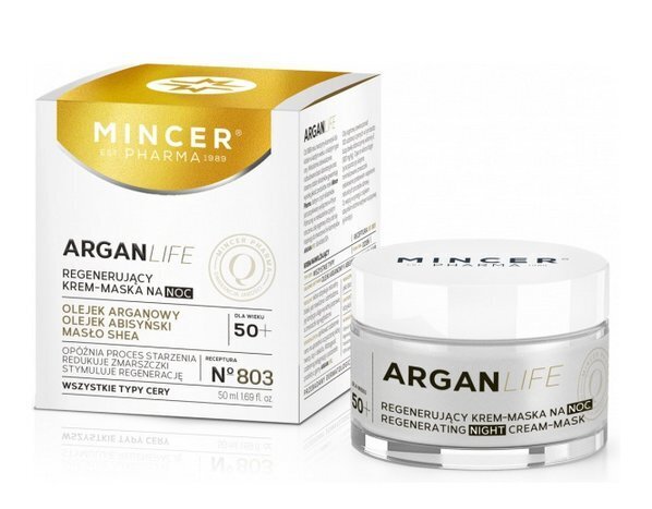 Taastav öökreem-mask Mincer Pharma Argan Life Nr.803 50 ml hind ja info | Näokreemid | hansapost.ee
