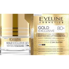 Taastav kreem-seerum kullaosakestega küpsele nahale Eveline Gold Exclusive 80+ 50 ml цена и информация | Кремы для лица | hansapost.ee