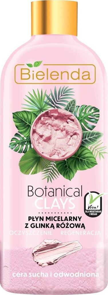 Mitsellaarvesi kuivale nahale Bielenda Botanical Clays Vegan Micellar Liquid With Pink Clay For Dry And Dehydrated Skin, 500ml hind ja info | Näopuhastusvahendid | hansapost.ee