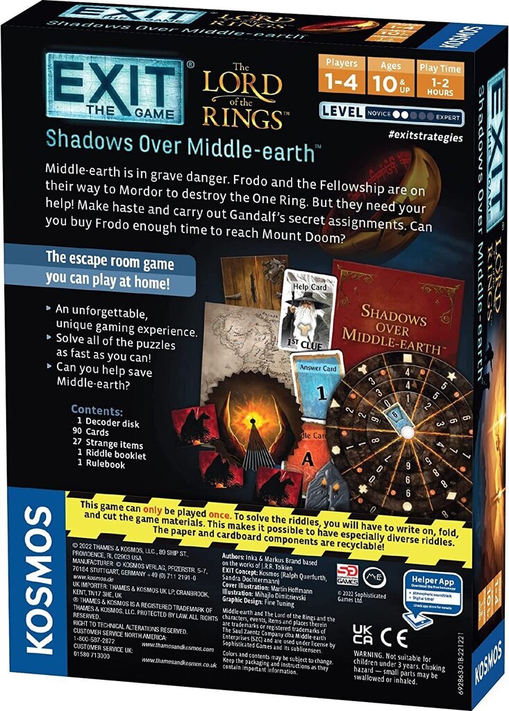 Lauamäng Exit: The Game The Lord of the Rings: Shadows over Middle-earth, ENG hind ja info | Lauamängud ja mõistatused perele | hansapost.ee
