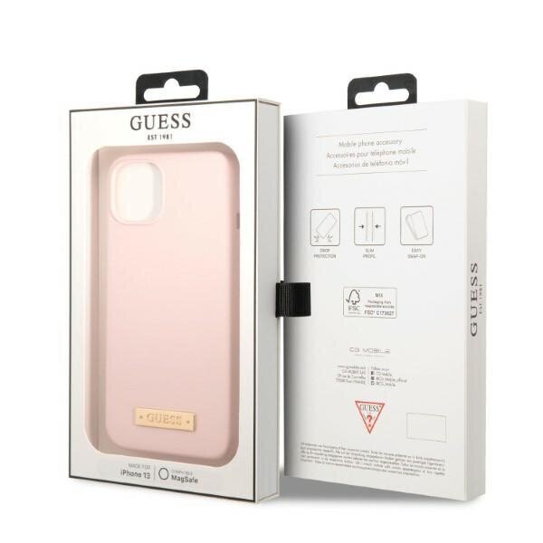 Guess GUHMP13SSBPLP iPhone 13 mini 5,4" różowy|pink hard case Silicone Logo Plate MagSafe цена и информация | Telefonide kaitsekaaned ja -ümbrised | hansapost.ee