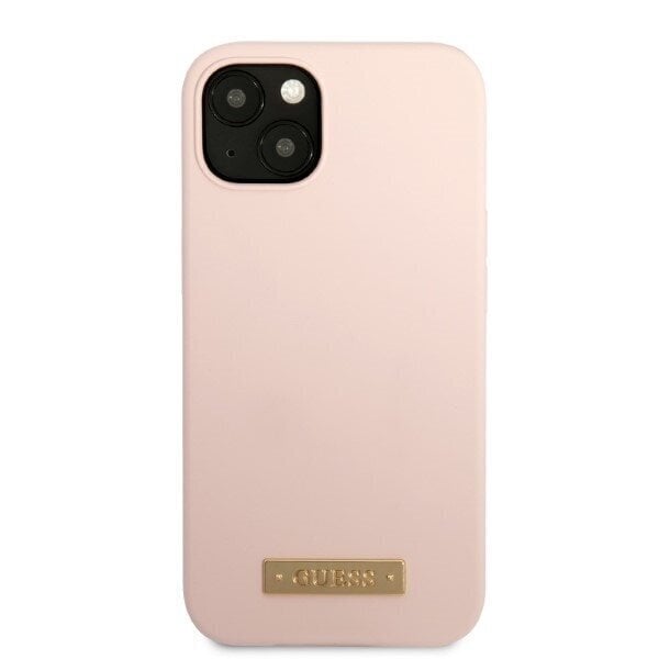 Guess GUHMP13SSBPLP iPhone 13 mini 5,4" różowy|pink hard case Silicone Logo Plate MagSafe цена и информация | Telefonide kaitsekaaned ja -ümbrised | hansapost.ee