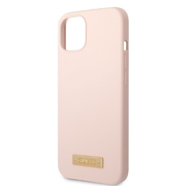 Guess GUHMP13SSBPLP iPhone 13 mini 5,4" różowy|pink hard case Silicone Logo Plate MagSafe цена и информация | Telefonide kaitsekaaned ja -ümbrised | hansapost.ee