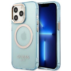 Guess GUHMP13XHTCMB iPhone 13 Pro Max 6,7" niebieski|blue hard case Gold Outline Translucent MagSafe hind ja info | Telefonide kaitsekaaned ja -ümbrised | hansapost.ee