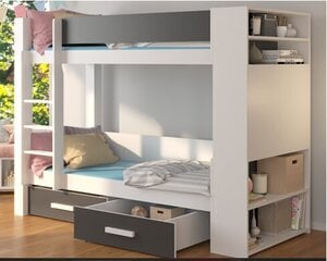 Voodi ADRK Furniture Garet 90x200cm, valge/hall цена и информация | Детские кровати | hansapost.ee