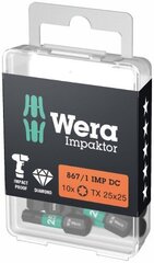 Impaktor otsikud Wera 867/1 TORX T20 x 25mm, 10tk hind ja info | Käsitööriistad | hansapost.ee