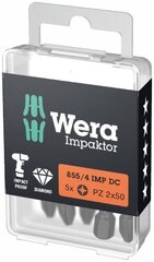 Импакторные биты Wera 855/4, PZ 3 x 50мм, 5шт цена и информация | Механические инструменты | hansapost.ee