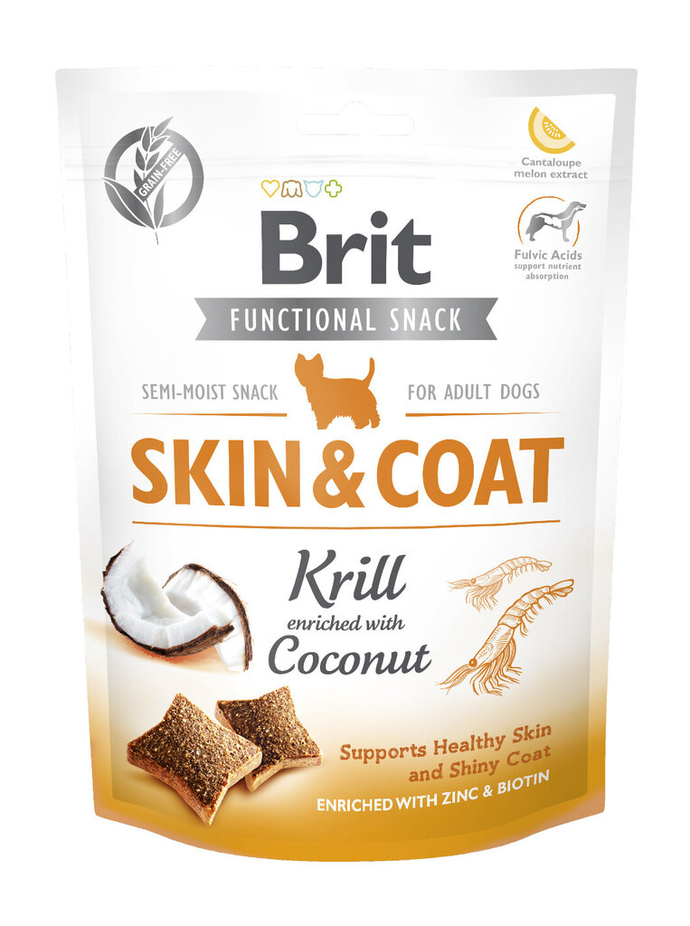 Brit Care Functional Skin&Coat närimismaius koertele 150g цена и информация | Koerte maiused | hansapost.ee